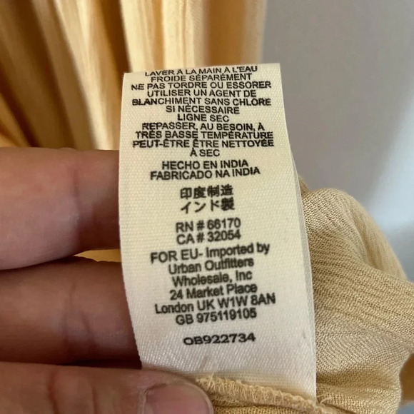 Free People Bali Will Wait For You Yellow Embroidered Gauzy Midi Dress Sz Medium - Picture 13 of 13